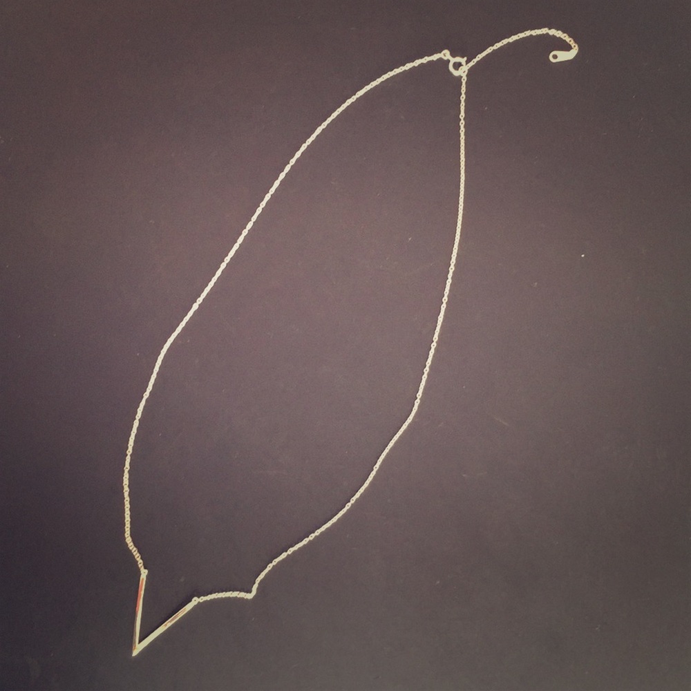 minimalist sterling silver V necklace